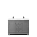 Wyndham Avery 48" Double Bathroom Vanity In Dark Gray White Cultured Marble Countertop Undermount Square Sinks and No Mirror WCV232348DKGWCUNSMXX