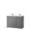 Wyndham Avery 48" Double Bathroom Vanity In Dark Gray White Cultured Marble Countertop Undermount Square Sinks And No Mirror WCV232348DKGWCUNSMXX