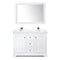 Wyndham Avery 48" Double Bathroom Vanity In White Light-Vein Carrara Cultured Marble Countertop Undermount Square Sinks Brushed Gold Trims and 46" Mirror WCV232348DWGC2UNSM46