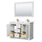 Wyndham Avery 48" Double Bathroom Vanity In White Light-Vein Carrara Cultured Marble Countertop Undermount Square Sinks Brushed Gold Trims and 46" Mirror WCV232348DWGC2UNSM46