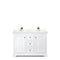 Wyndham Avery 48" Double Bathroom Vanity In White Light-Vein Carrara Cultured Marble Countertop Undermount Square Sinks Brushed Gold Trims and No Mirror WCV232348DWGC2UNSMXX