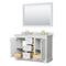 Wyndham Avery 48" Double Bathroom Vanity In White White Carrara Marble Countertop Undermount Oval Sinks Brushed Gold Trims and 46" Mirror WCV232348DWGCMUNOM46