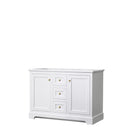 Wyndham Avery 48" Double Bathroom Vanity In White No Countertop No Sinks Brushed Gold Trims And No Mirror WCV232348DWGCXSXXMXX