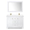 Wyndham Avery 48" Double Bathroom Vanity In White White Cultured Marble Countertop Undermount Square Sinks Brushed Gold Trims and 46" Mirror WCV232348DWGWCUNSM46