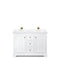 Wyndham Avery 48" Double Bathroom Vanity In White White Cultured Marble Countertop Undermount Square Sinks Brushed Gold Trims and No Mirror WCV232348DWGWCUNSMXX