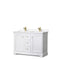 Wyndham Avery 48" Double Bathroom Vanity In White White Cultured Marble Countertop Undermount Square Sinks Brushed Gold Trims And No Mirror WCV232348DWGWCUNSMXX