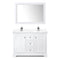 Wyndham Avery 48" Double Bathroom Vanity In White Dark-Vein Carrara Cultured Marble Countertop Undermount Square Sinks and 46" Mirror WCV232348DWHC1UNSM46