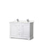 Wyndham Avery 48" Double Bathroom Vanity In White Dark-Vein Carrara Cultured Marble Countertop Undermount Square Sinks And No Mirror WCV232348DWHC1UNSMXX