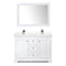 Wyndham Avery 48" Double Bathroom Vanity In White Light-Vein Carrara Cultured Marble Countertop Undermount Square Sinks and 46" Mirror WCV232348DWHC2UNSM46