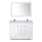 Wyndham Avery 48" Double Bathroom Vanity In White White Carrara Marble Countertop Undermount Square Sinks and 46" Mirror WCV232348DWHCMUNSM46