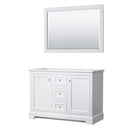 Wyndham Avery 48" Double Bathroom Vanity In White No Countertop No Sinks And 46" Mirror WCV232348DWHCXSXXM46