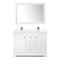 Wyndham Avery 48" Double Bathroom Vanity In White White Cultured Marble Countertop Undermount Square Sinks and 46" Mirror WCV232348DWHWCUNSM46