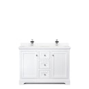 Wyndham Avery 48" Double Bathroom Vanity In White White Cultured Marble Countertop Undermount Square Sinks and No Mirror WCV232348DWHWCUNSMXX