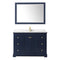 Wyndham Avery 48" Single Bathroom Vanity In Dark Blue Light-Vein Carrara Cultured Marble Countertop Undermount Square Sink and 46" Mirror WCV232348SBLC2UNSM46