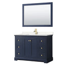 Wyndham Avery 48" Single Bathroom Vanity In Dark Blue Light-Vein Carrara Cultured Marble Countertop Undermount Square Sink And 46" Mirror WCV232348SBLC2UNSM46