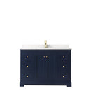 Wyndham Avery 48" Single Bathroom Vanity In Dark Blue Light-Vein Carrara Cultured Marble Countertop Undermount Square Sink and No Mirror WCV232348SBLC2UNSMXX