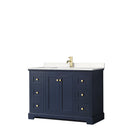 Wyndham Avery 48" Single Bathroom Vanity In Dark Blue Light-Vein Carrara Cultured Marble Countertop Undermount Square Sink And No Mirror WCV232348SBLC2UNSMXX