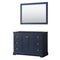 Wyndham Avery 48" Single Bathroom Vanity In Dark Blue No Countertop No Sink And 46" Mirror WCV232348SBLCXSXXM46