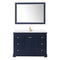 Wyndham Avery 48" Single Bathroom Vanity In Dark Blue White Cultured Marble Countertop Undermount Square Sink and 46" Mirror WCV232348SBLWCUNSM46