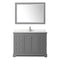 Wyndham Avery 48" Single Bathroom Vanity In Dark Gray Light-Vein Carrara Cultured Marble Countertop Undermount Square Sink and 46" Mirror WCV232348SKGC2UNSM46