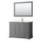 Wyndham Avery 48" Single Bathroom Vanity In Dark Gray Light-Vein Carrara Cultured Marble Countertop Undermount Square Sink And 46" Mirror WCV232348SKGC2UNSM46