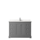 Wyndham Avery 48" Single Bathroom Vanity In Dark Gray Light-Vein Carrara Cultured Marble Countertop Undermount Square Sink and No Mirror WCV232348SKGC2UNSMXX