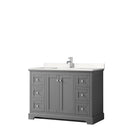 Wyndham Avery 48" Single Bathroom Vanity In Dark Gray Light-Vein Carrara Cultured Marble Countertop Undermount Square Sink And No Mirror WCV232348SKGC2UNSMXX