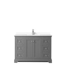 Wyndham Avery 48" Single Bathroom Vanity In Dark Gray White Cultured Marble Countertop Undermount Square Sink and No Mirror WCV232348SKGWCUNSMXX