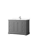 Wyndham Avery 48" Single Bathroom Vanity In Dark Gray White Cultured Marble Countertop Undermount Square Sink And No Mirror WCV232348SKGWCUNSMXX