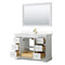 Wyndham Avery 48" Single Bathroom Vanity In White Light-Vein Carrara Cultured Marble Countertop Undermount Square Sink Brushed Gold Trims and 46" Mirror WCV232348SWGC2UNSM46