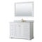 Wyndham Avery 48" Single Bathroom Vanity In White White Carrara Marble Countertop Undermount Oval Sink Brushed Gold Trims And 46" Mirror WCV232348SWGCMUNOM46