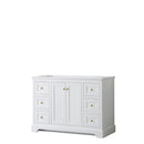 Wyndham Avery 48" Single Bathroom Vanity In White No Countertop No Sink Brushed Gold Trims And No Mirror WCV232348SWGCXSXXMXX