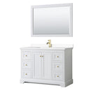 Wyndham Avery 48" Single Bathroom Vanity In White White Cultured Marble Countertop Undermount Square Sink Brushed Gold Trims And 46" Mirror WCV232348SWGWCUNSM46