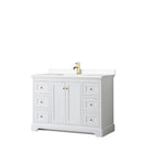 Wyndham Avery 48" Single Bathroom Vanity In White White Cultured Marble Countertop Undermount Square Sink Brushed Gold Trims And No Mirror WCV232348SWGWCUNSMXX