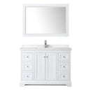 Wyndham Avery 48" Single Bathroom Vanity In White Light-Vein Carrara Cultured Marble Countertop Undermount Square Sink and 46" Mirror WCV232348SWHC2UNSM46