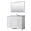 Wyndham Avery 48" Single Bathroom Vanity In White White Carrara Marble Countertop Undermount Square Sink And 46" Mirror WCV232348SWHCMUNSM46