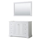 Wyndham Avery 48" Single Bathroom Vanity In White No Countertop No Sink And 46" Mirror WCV232348SWHCXSXXM46