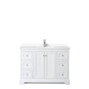 Wyndham Avery 48" Single Bathroom Vanity In White White Cultured Marble Countertop Undermount Square Sink and No Mirror WCV232348SWHWCUNSMXX