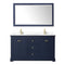 Wyndham Avery 60" Double Bathroom Vanity In Dark Blue White Cultured Marble Countertop Undermount Square Sinks and 58" Mirror WCV232360DBLWCUNSM58