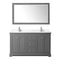 Wyndham Avery 60" Double Bathroom Vanity In Dark Gray Light-Vein Carrara Cultured Marble Countertop Undermount Square Sinks and 58" Mirror WCV232360DKGC2UNSM58