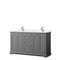 Wyndham Avery 60" Double Bathroom Vanity In Dark Gray Light-Vein Carrara Cultured Marble Countertop Undermount Square Sinks And No Mirror WCV232360DKGC2UNSMXX