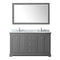 Wyndham Avery 60" Double Bathroom Vanity In Dark Gray White Carrara Marble Countertop Undermount Oval Sinks and 58" Mirror WCV232360DKGCMUNOM58