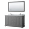 Wyndham Avery 60" Double Bathroom Vanity In Dark Gray White Carrara Marble Countertop Undermount Oval Sinks And 58" Mirror WCV232360DKGCMUNOM58