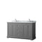 Wyndham Avery 60" Double Bathroom Vanity In Dark Gray White Carrara Marble Countertop Undermount Oval Sinks And No Mirror WCV232360DKGCMUNOMXX