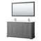 Wyndham Avery 60" Double Bathroom Vanity In Dark Gray White Cultured Marble Countertop Undermount Square Sinks And 58" Mirror WCV232360DKGWCUNSM58