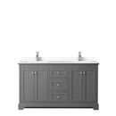 Wyndham Avery 60" Double Bathroom Vanity In Dark Gray White Cultured Marble Countertop Undermount Square Sinks and No Mirror WCV232360DKGWCUNSMXX