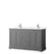 Wyndham Avery 60" Double Bathroom Vanity In Dark Gray White Cultured Marble Countertop Undermount Square Sinks And No Mirror WCV232360DKGWCUNSMXX