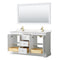 Wyndham Avery 60" Double Bathroom Vanity In White Light-Vein Carrara Cultured Marble Countertop Undermount Square Sinks Brushed Gold Trims and 58" Mirror WCV232360DWGC2UNSM58