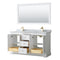 Wyndham Avery 60" Double Bathroom Vanity In White White Carrara Marble Countertop Undermount Square Sinks Brushed Gold Trims and 58" Mirror WCV232360DWGCMUNSM58