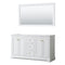 Wyndham Avery 60" Double Bathroom Vanity In White No Countertop No Sinks Brushed Gold Trims And 58" Mirror WCV232360DWGCXSXXM58